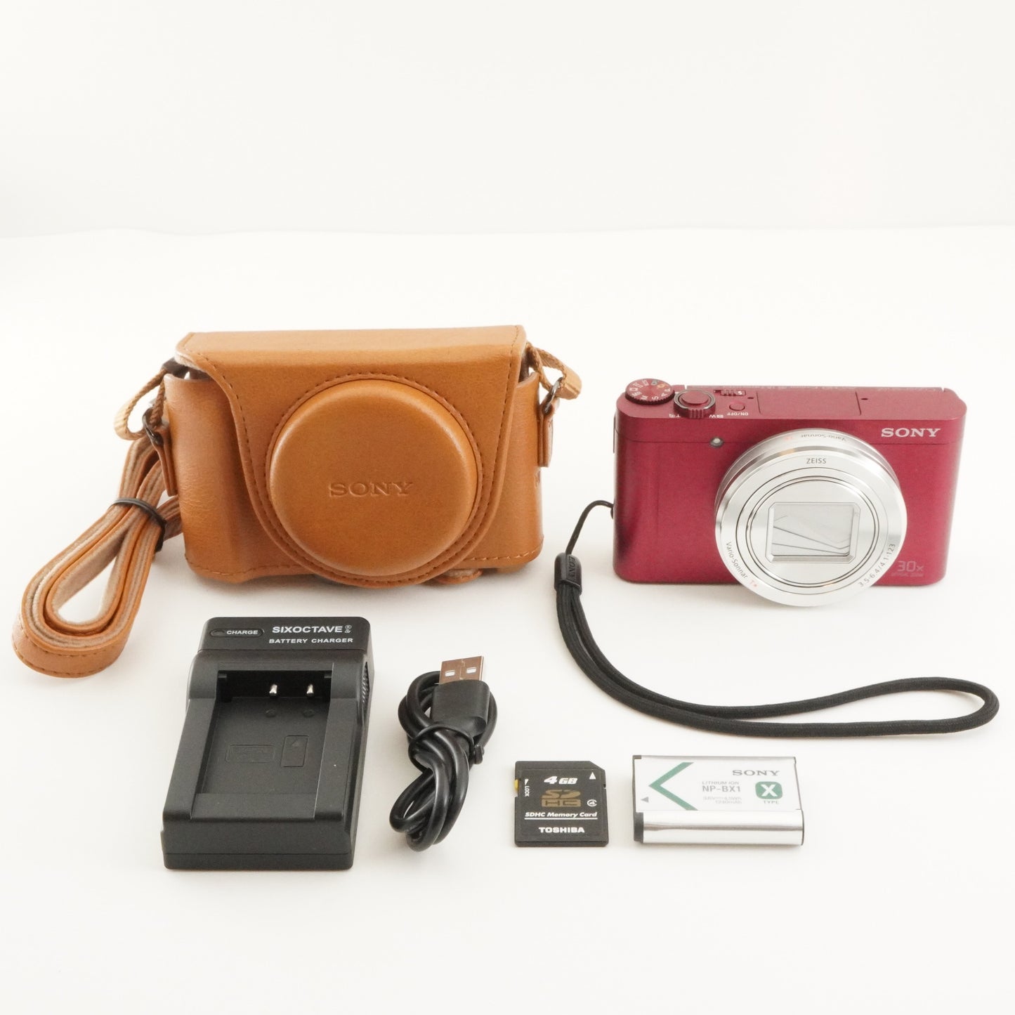 SONY Cyber-shot DSC-WX500 Red + Case + 4GB SDHC Card from Japan #8575
