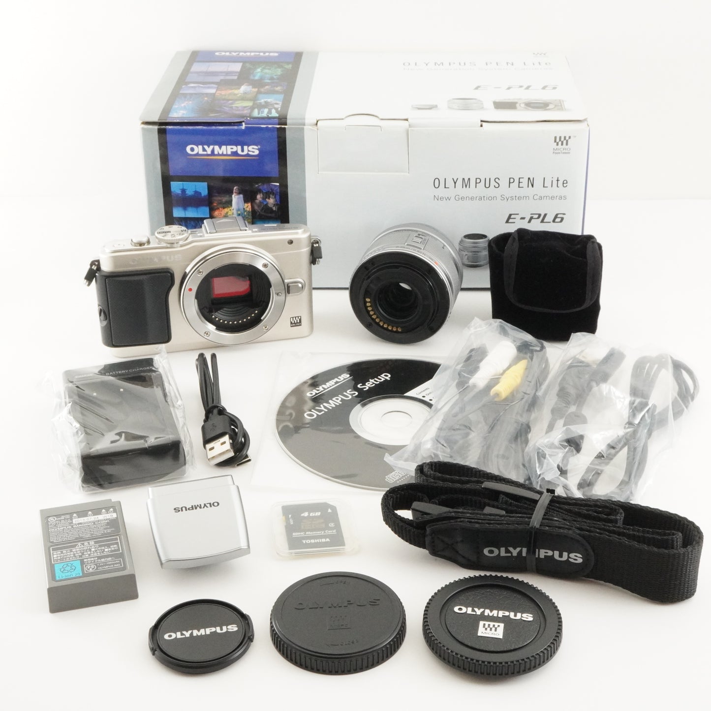 [2,025 Shots] OLYMPUS E-PL6 Silver +14-42mm II R In Box +4GB SD from Japan #8602