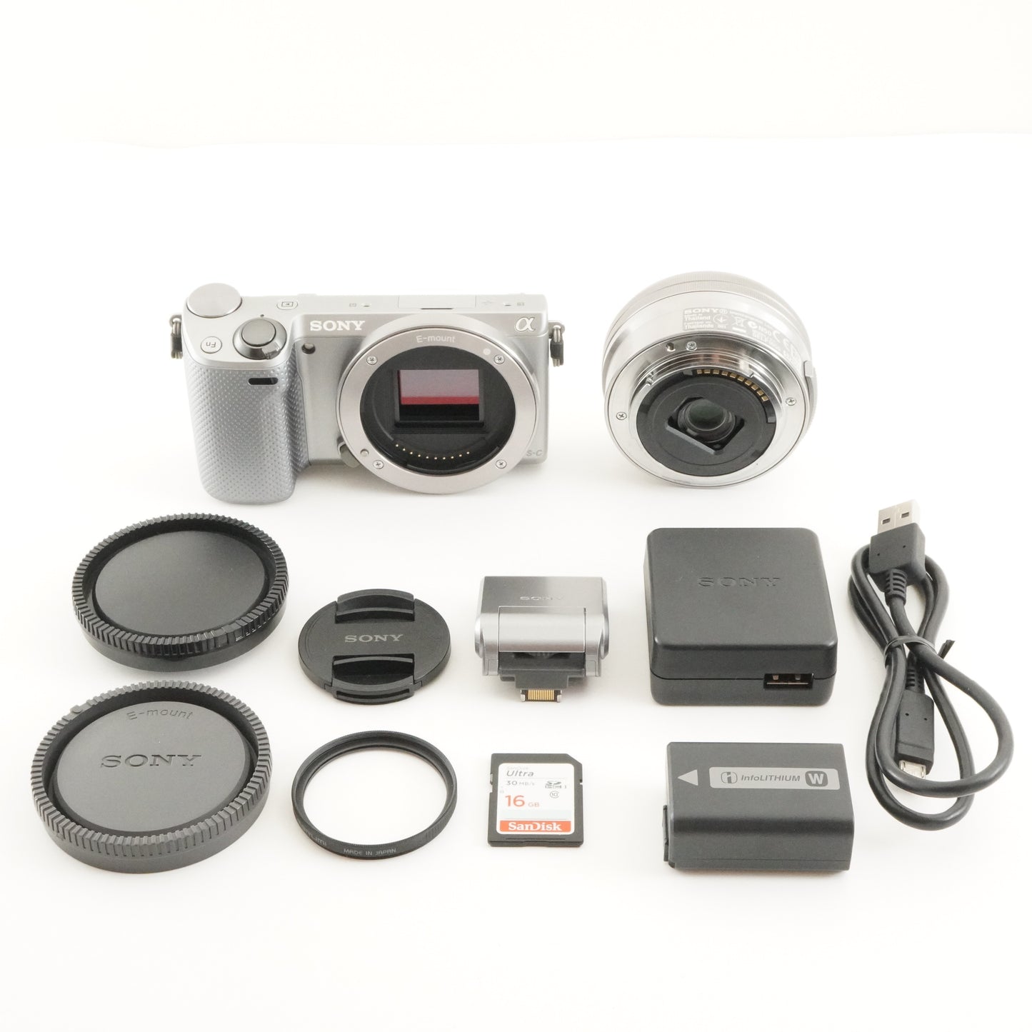 [3,596 Shots] SONY alpha NEX-5R Silver + E PZ 16-50mm + 16GB SD from Japan #8604