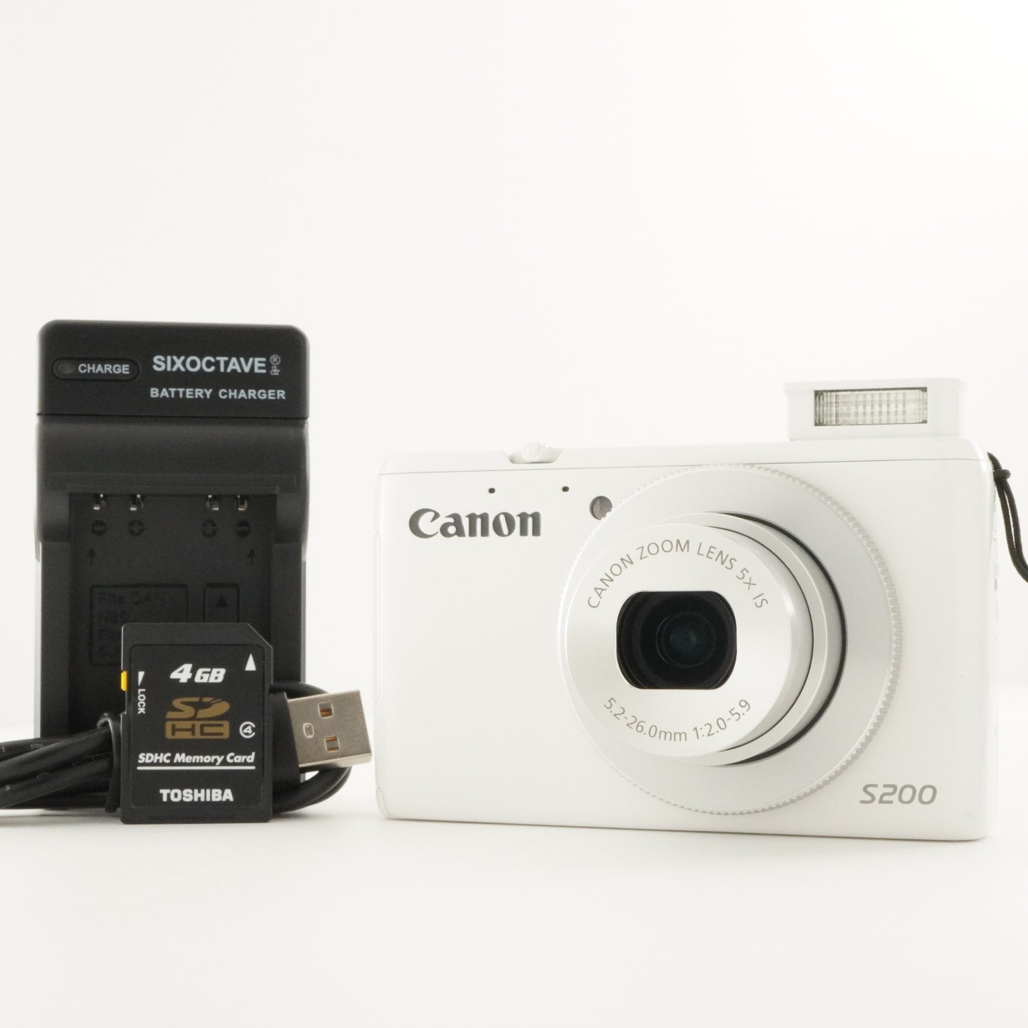 Canon PowerShot S200 White With 4GB SDHC Card Digital Camera from Japan #8684