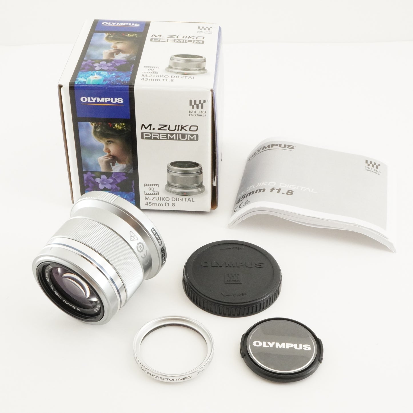 OLYMPUS M.ZUIKO DIGITAL 45mm F1.8 Silver In Box AF Prime Lens from Japan #8696