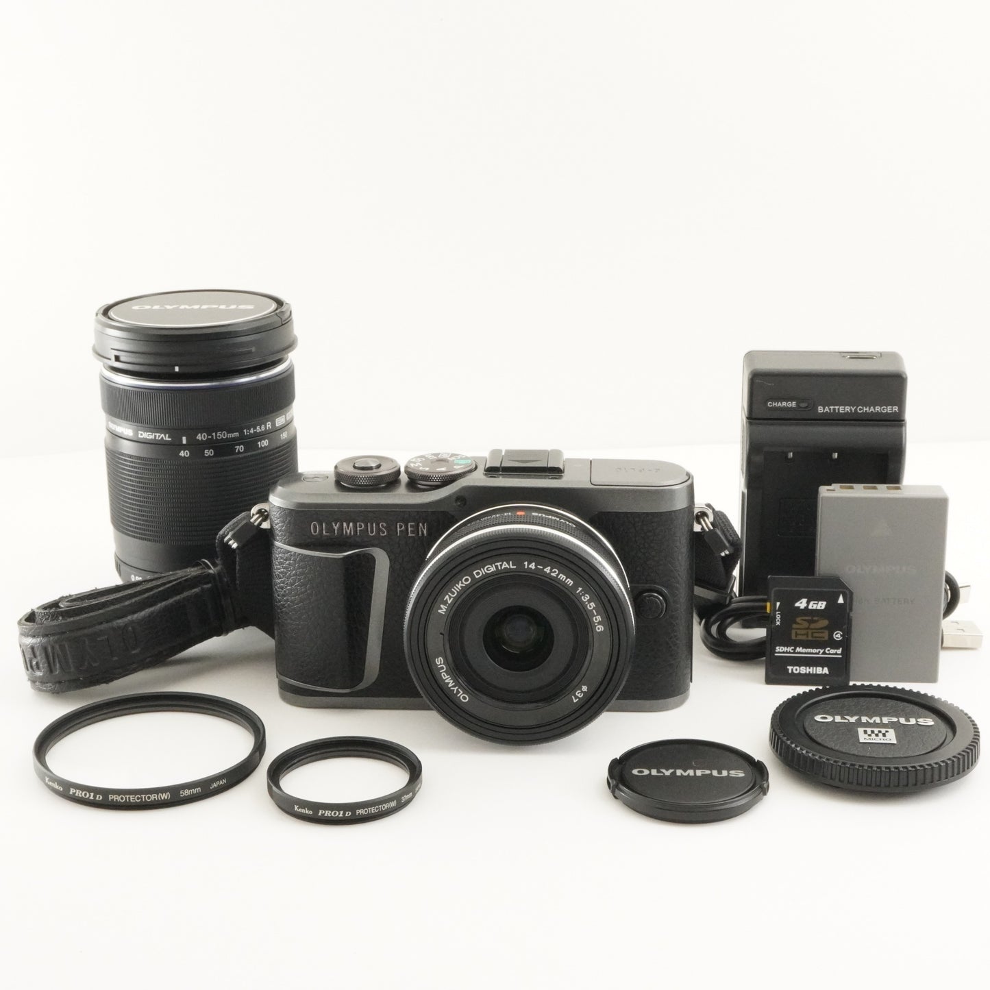 [6,771 Shots] OLYMPUS PEN E-PL10 Black + 14-42 + 40-150 +4GB SD from Japan #8716