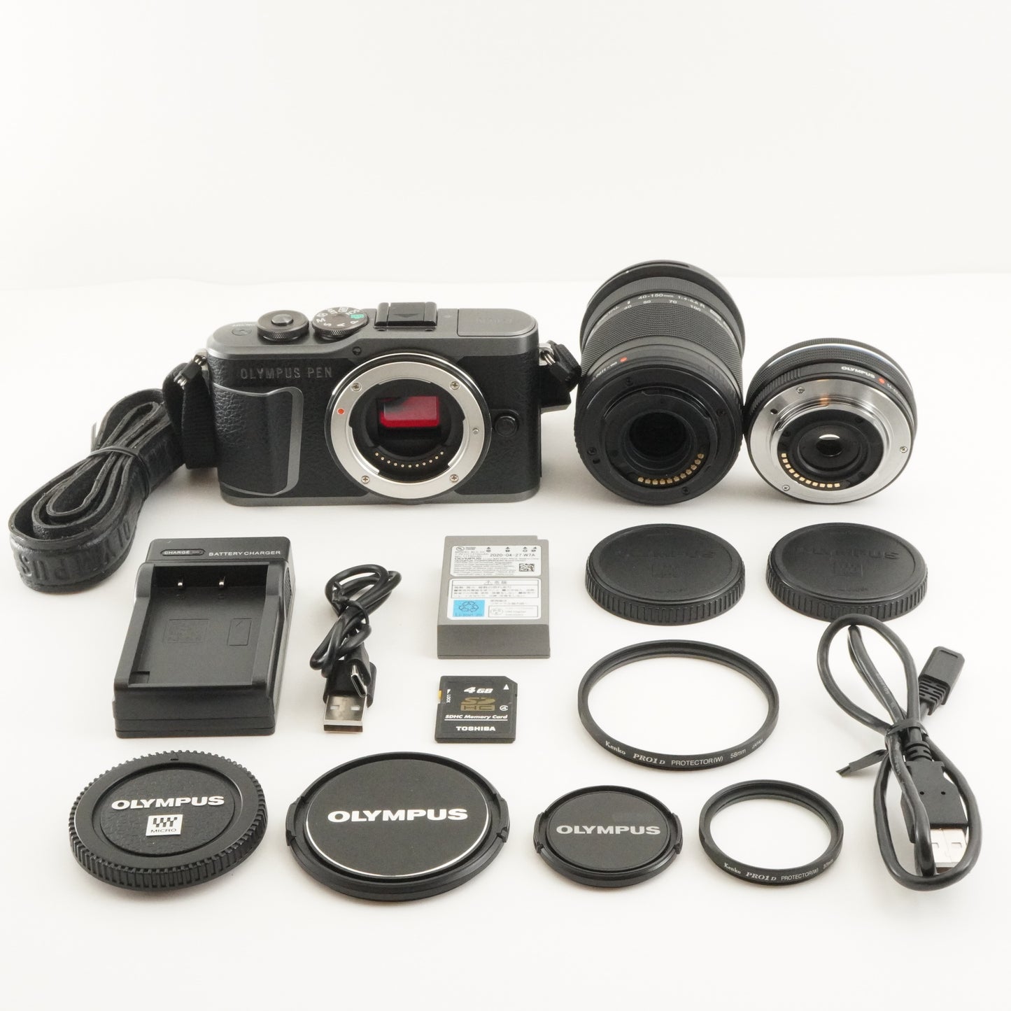 [6,771 Shots] OLYMPUS PEN E-PL10 Black + 14-42 + 40-150 +4GB SD from Japan #8716