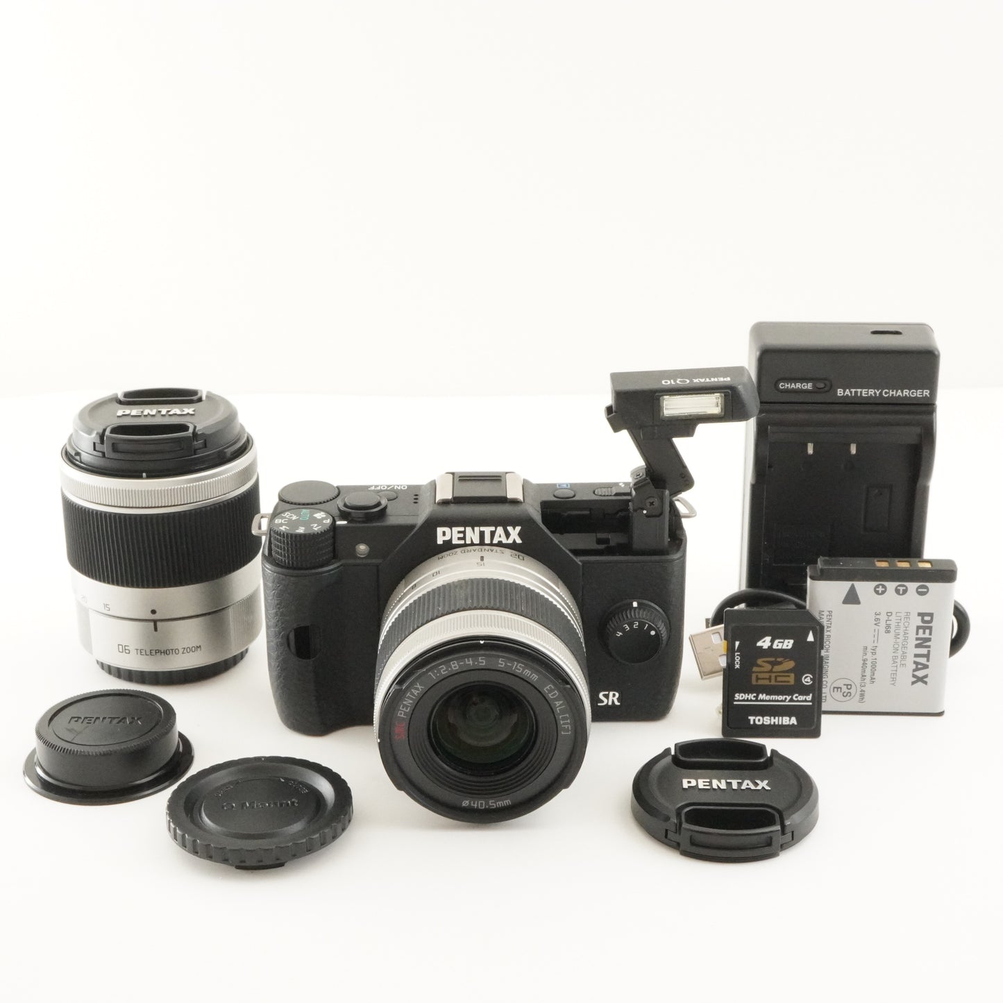 [637 Shots] PENTAX Q10 Black + 02 5-15mm + 06 15-45mm + 4GB SD from Japan #8734