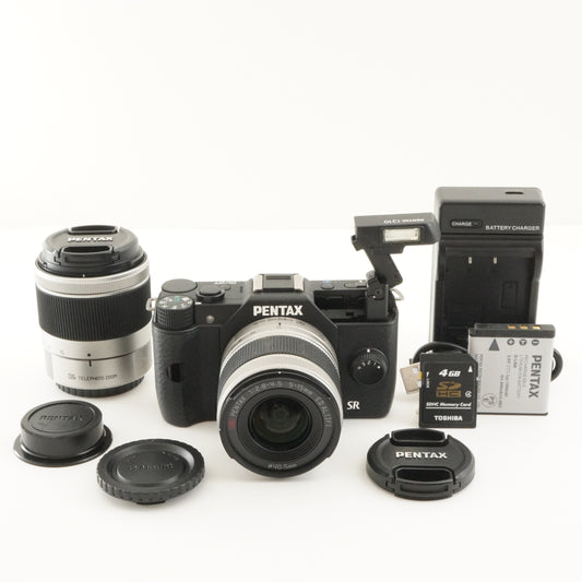[637 Shots] PENTAX Q10 Black + 02 5-15mm + 06 15-45mm + 4GB SD from Japan #8734