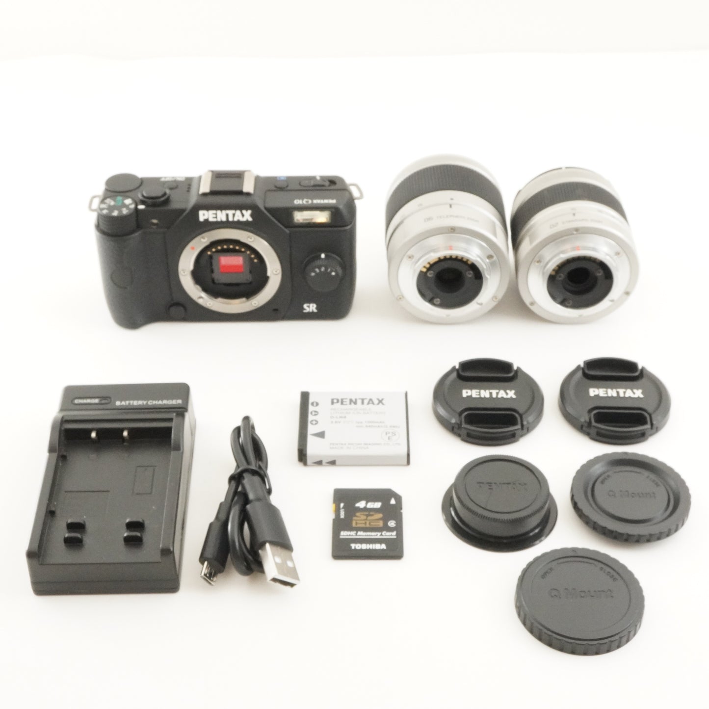 [637 Shots] PENTAX Q10 Black + 02 5-15mm + 06 15-45mm + 4GB SD from Japan #8734