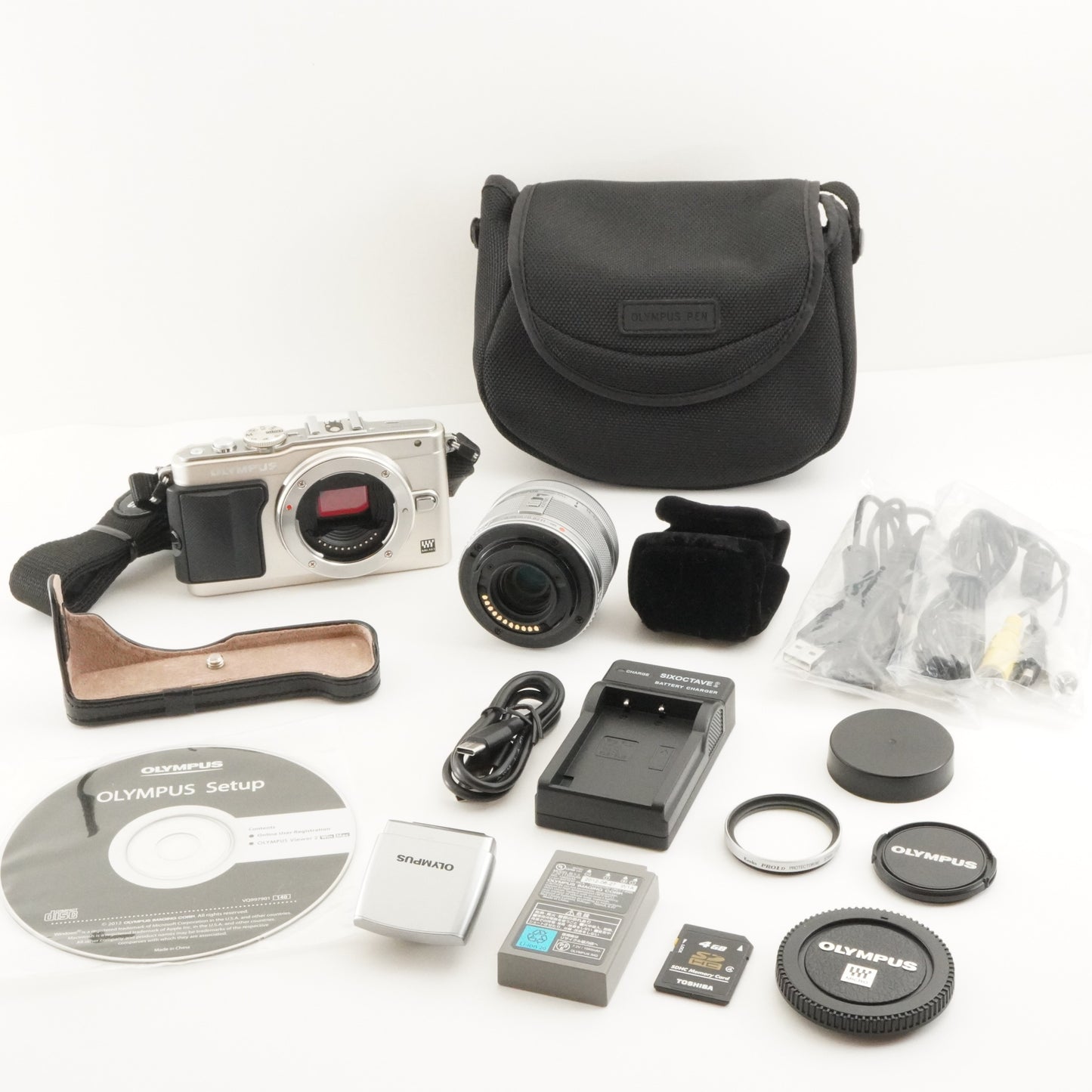 [3,959 Shots] OLYMPUS PEN Lite E-PL5 Silver +14-42mm+Case+4GBSD from Japan #8841
