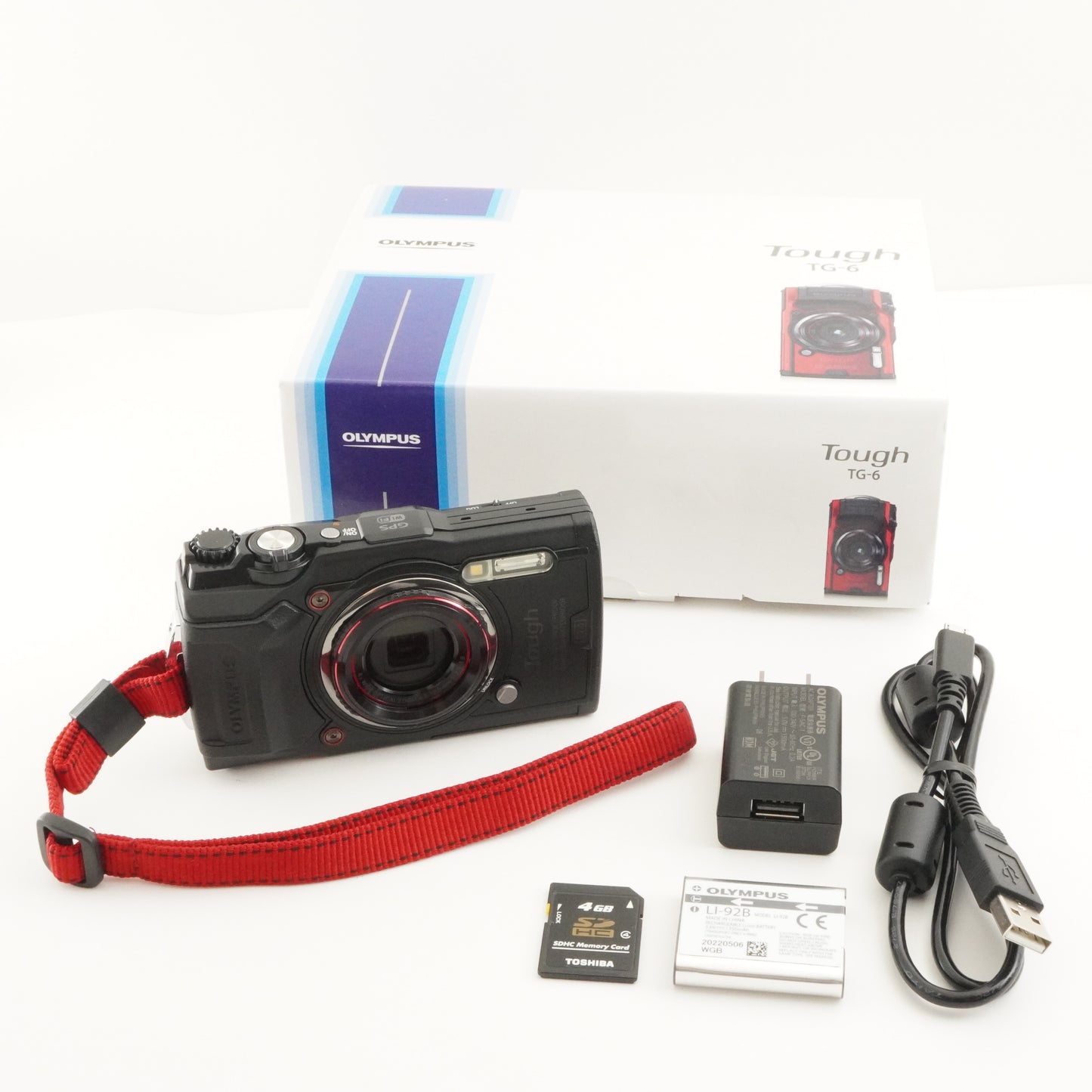 OLYMPUS Tough TG-6 Black In Box + 4GB SDHC Card Digital Camera from Japan #8883