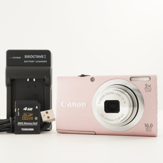 Canon PowerShot A2400 IS Pink With 4GB SDHC Card Digital Camera from Japan #8885