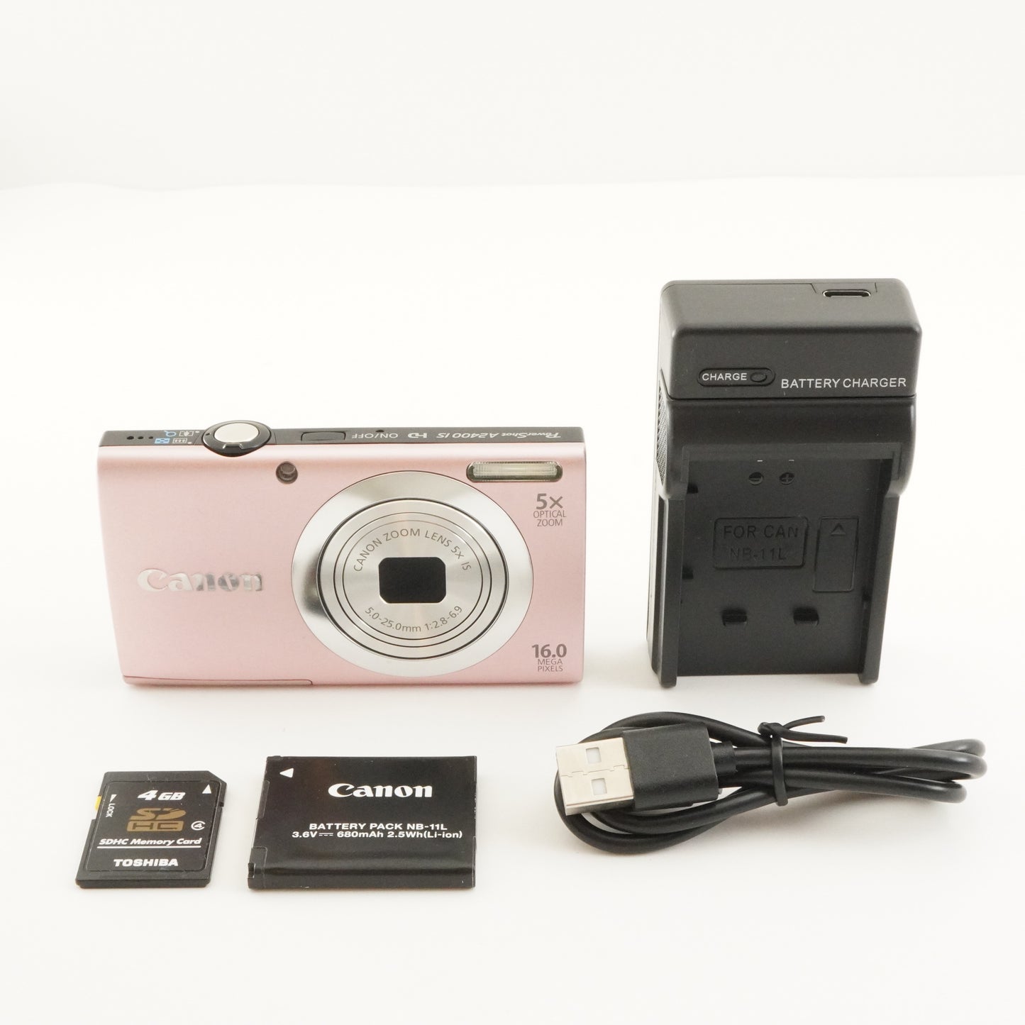 Canon PowerShot A2400 IS Pink With 4GB SDHC Card Digital Camera from Japan #8886
