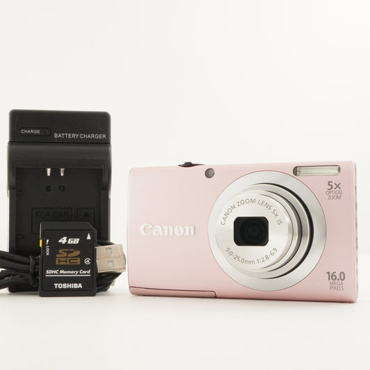 Canon PowerShot A2400 IS Pink With 4GB SDHC Card Digital Camera from Japan #8886