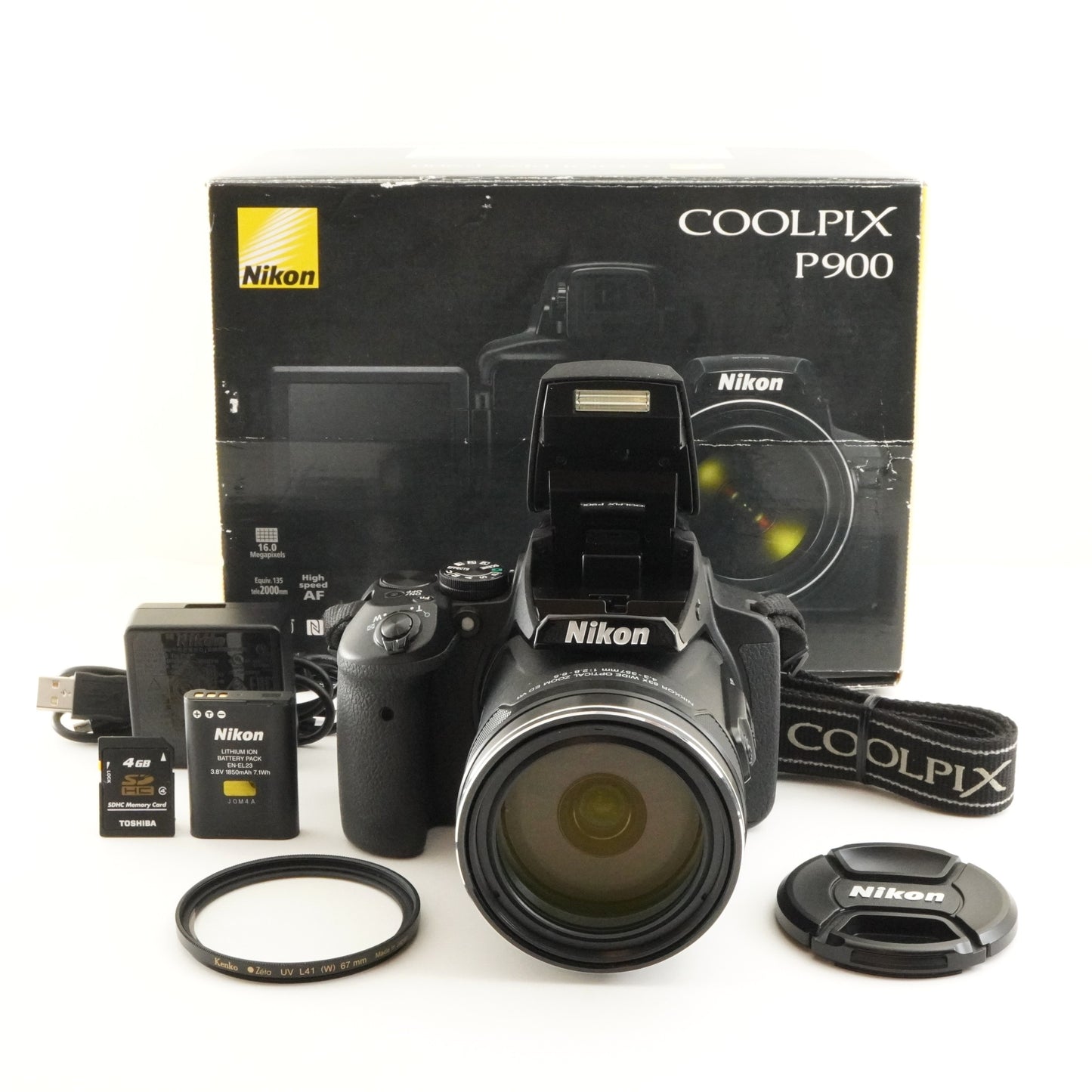 Nikon COOLPIX P900 Black In Box + 4GB SDHC Card Digital Camera from Japan #8888