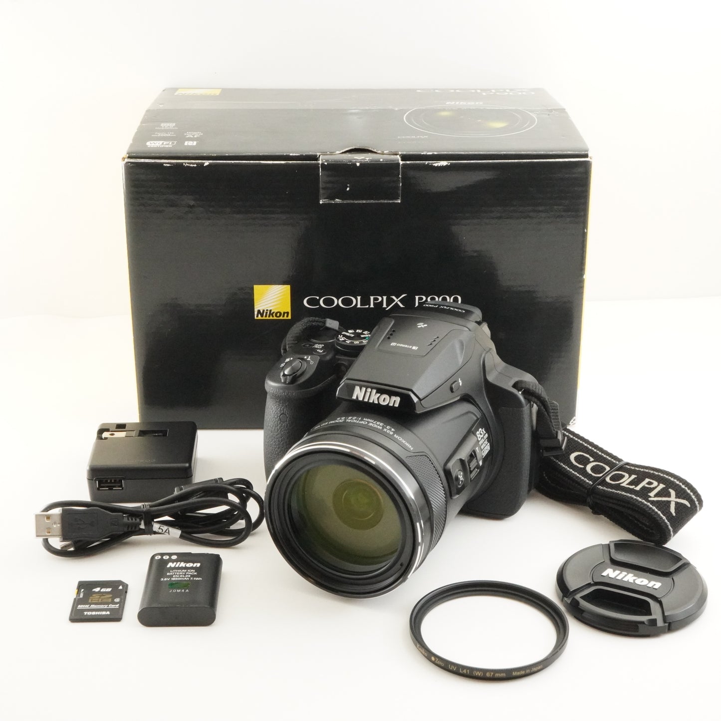 Nikon COOLPIX P900 Black In Box + 4GB SDHC Card Digital Camera from Japan #8888