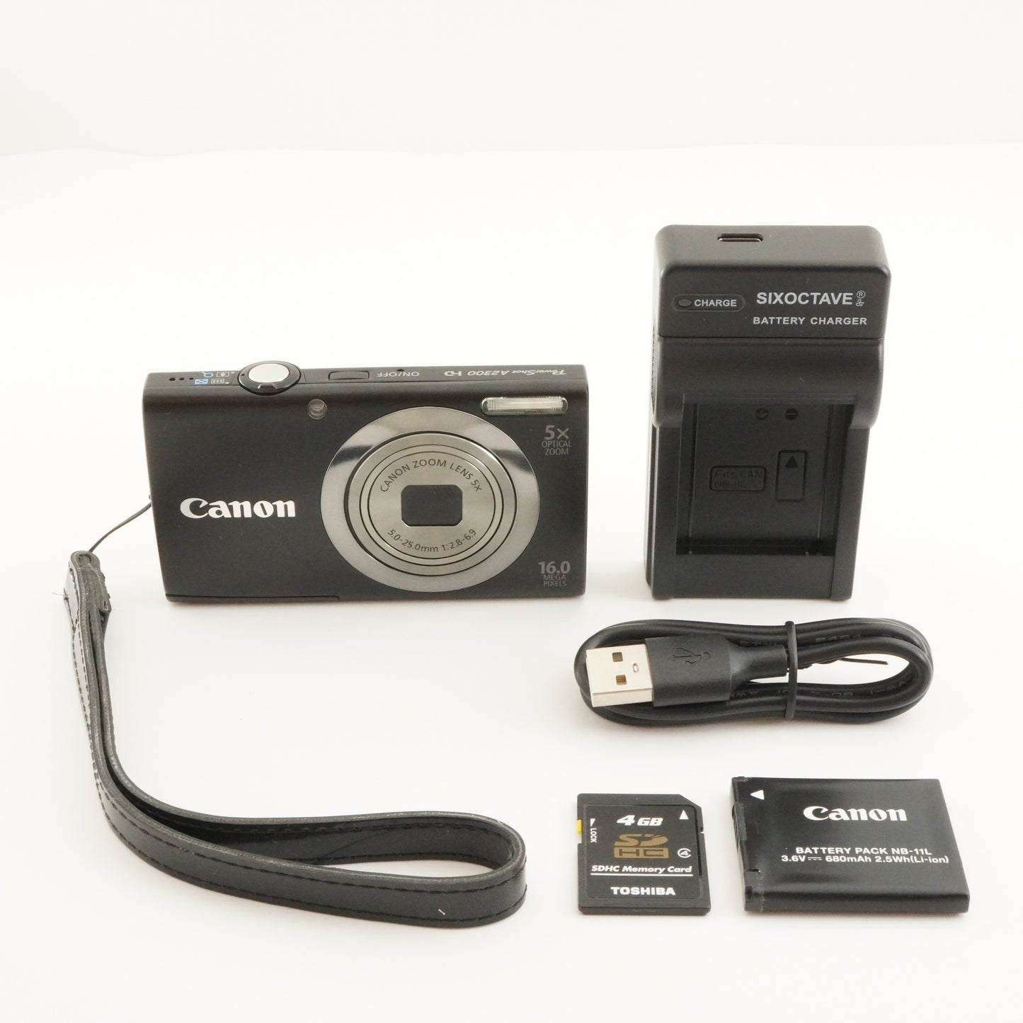 Canon PowerShot A2300 Black With 4GB SDHC Card Digital Camera from Japan #8892