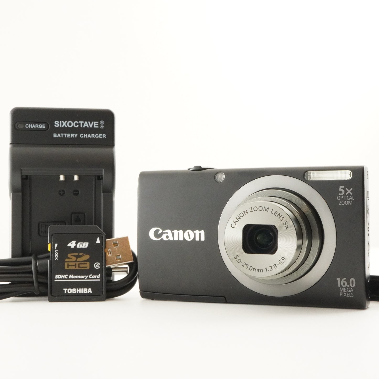 Canon PowerShot A2300 Black With 4GB SDHC Card Digital Camera from Japan #8892
