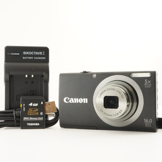 Canon PowerShot A2300 Black With 4GB SDHC Card Digital Camera from Japan #8892