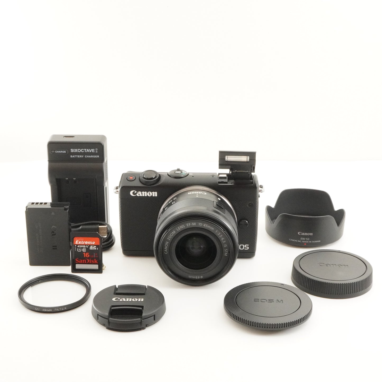 Canon EOS M100 Black + EF-M 15-45mm IS STM + 16GB SDHC Card from Japan #8907