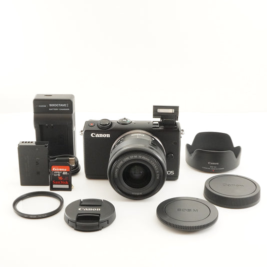 Canon EOS M100 Black + EF-M 15-45mm IS STM + 16GB SDHC Card from Japan #8907