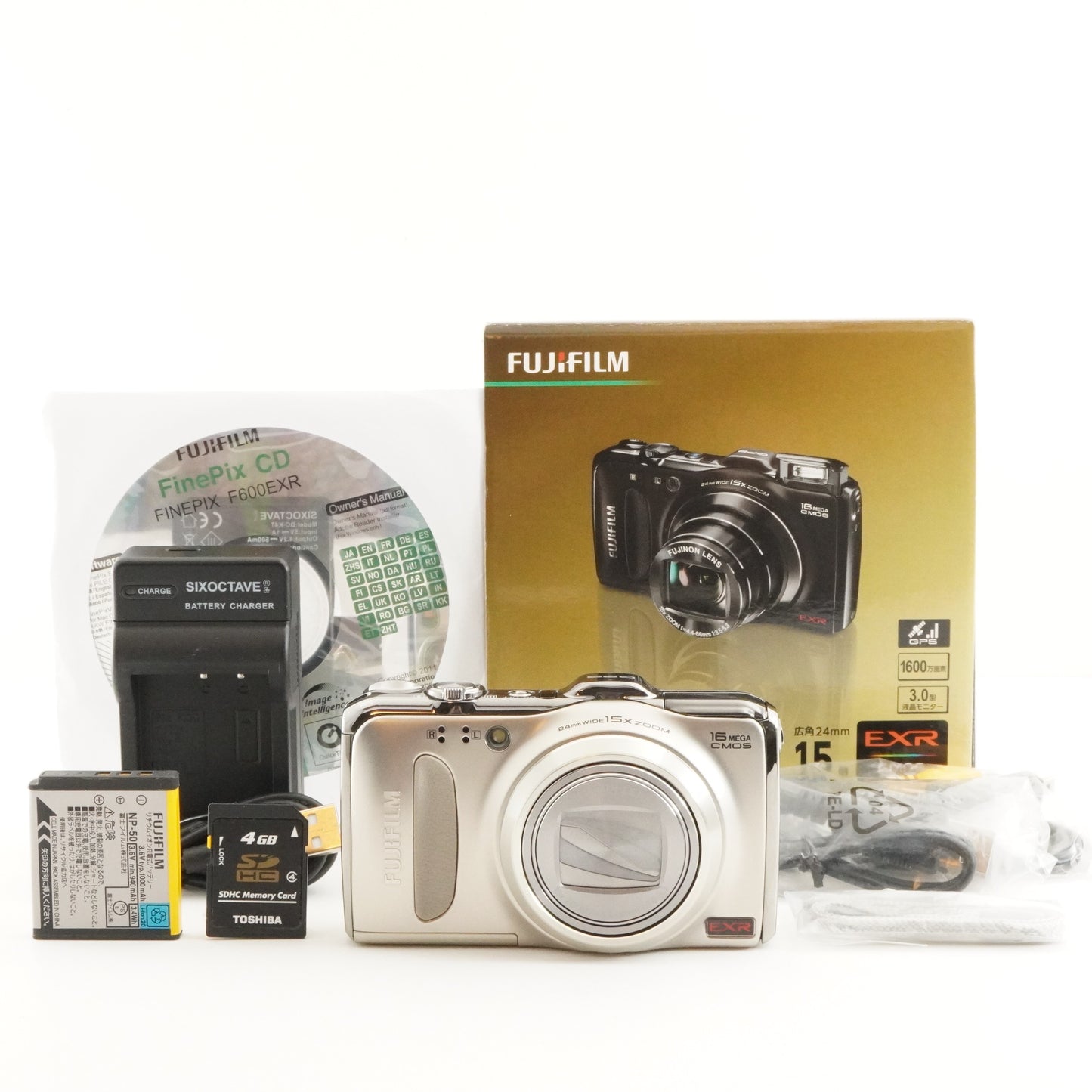 FUJIFILM FINEPIX F600 EXR Gold In Box + 4GB SDHC Card from Japan #8979