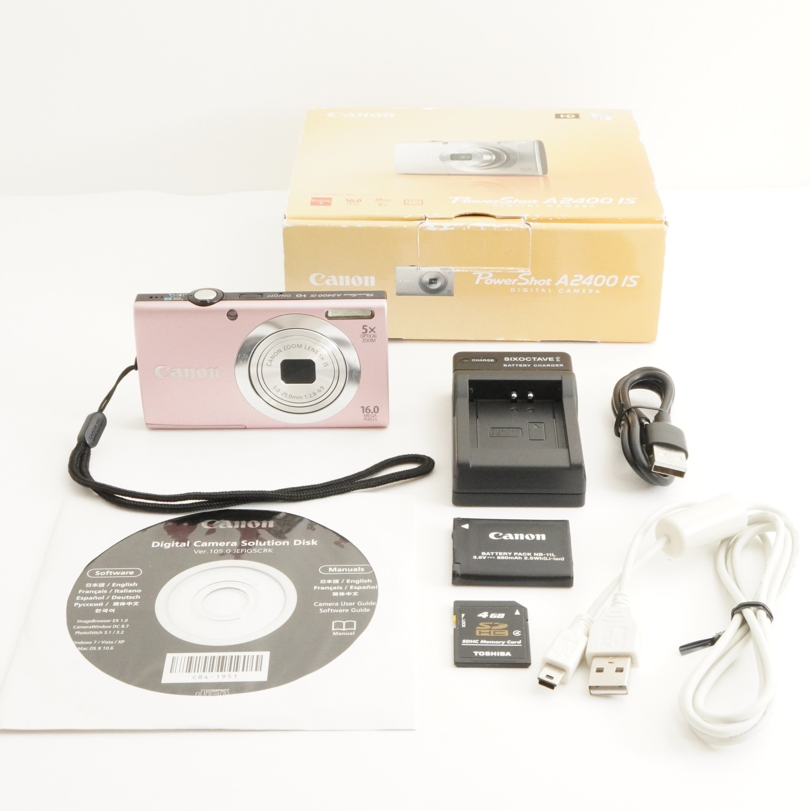 Canon PowerShot A2400 IS Pink In Box +4GB SDCard Digital Camera