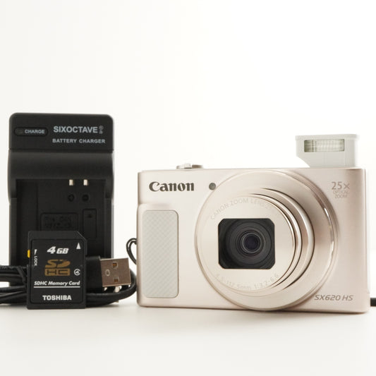 Canon PowerShot SX620 HS White + 4GB SDHC Card Digital Camera from Japan #9063