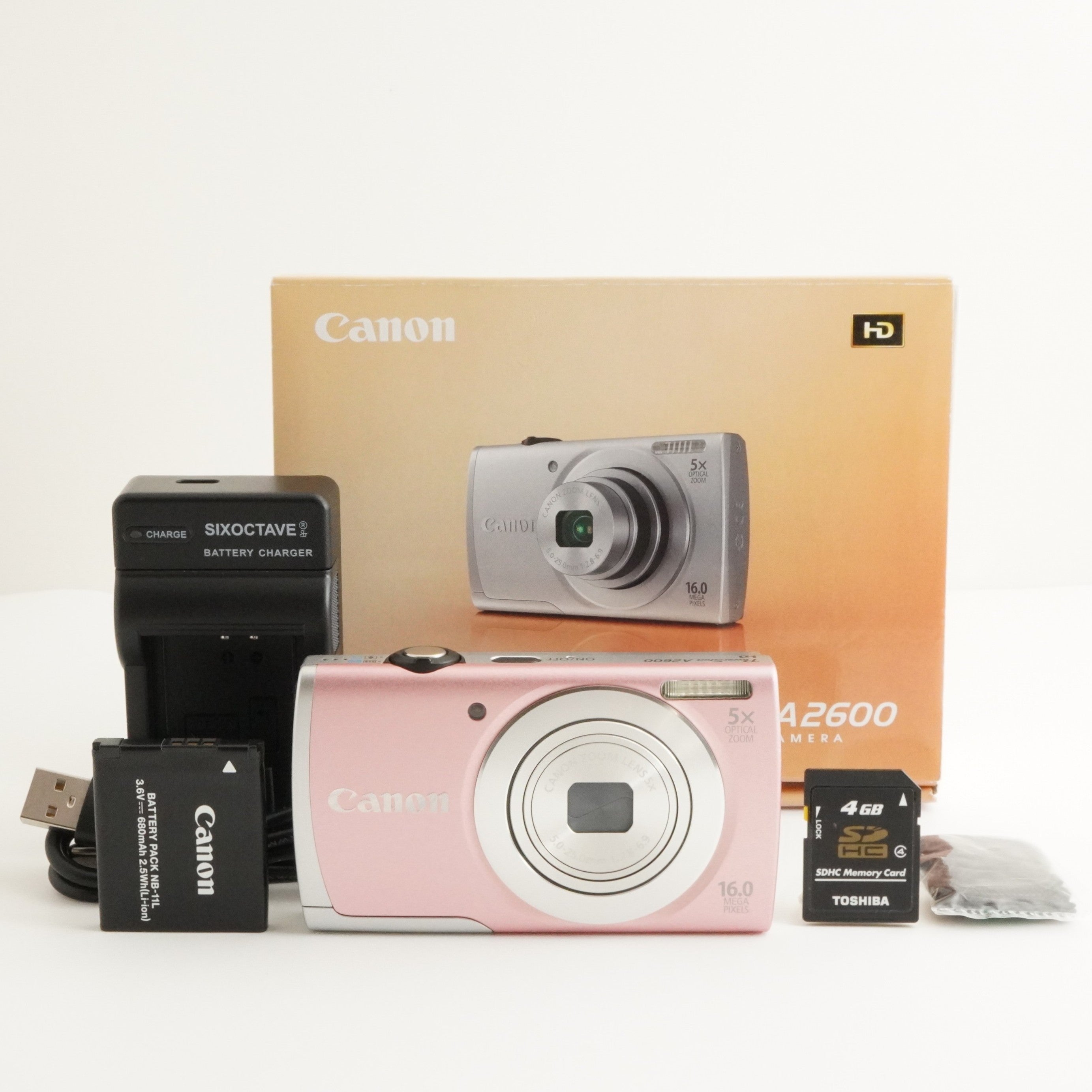 Canon PowerShot A2600 Pink In Box +4GB SDHC Card Digital Camera