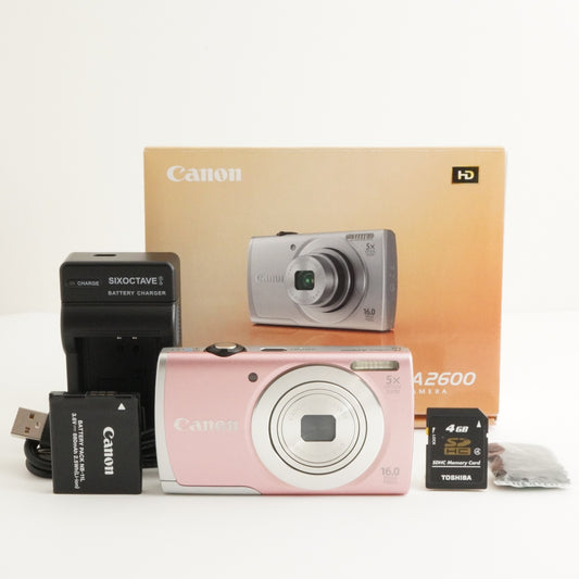 Canon PowerShot A2600 Pink In Box +4GB SDHC Card Digital Camera from Japan #9084