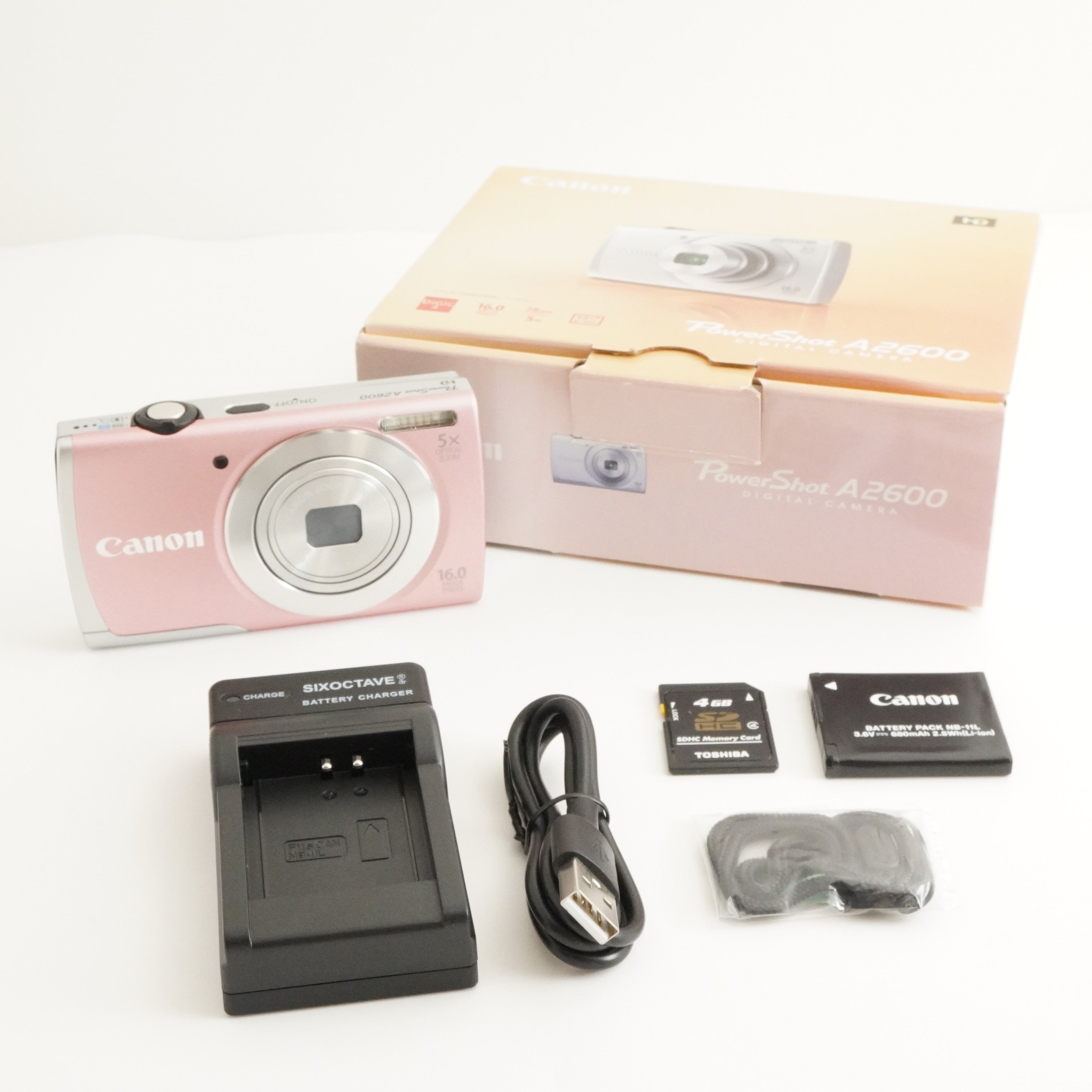 Canon PowerShot A2600 Pink In Box +4GB SDHC Card Digital Camera