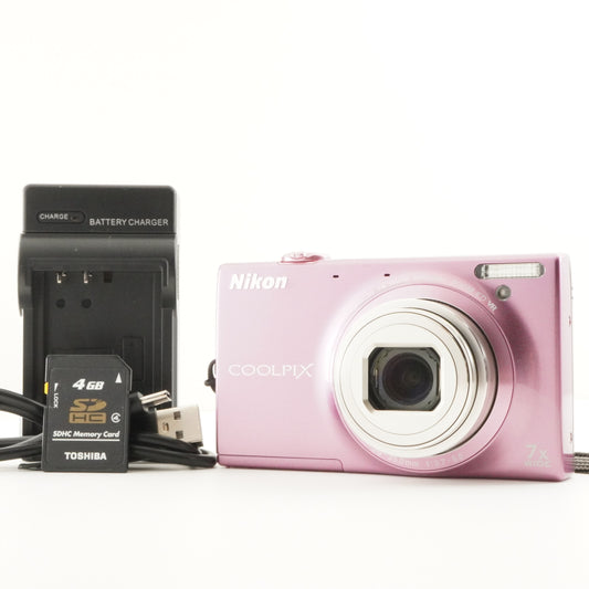 Nikon COOLPIX S6100 Pink With 4GB SDHC Card Digital Camera from Japan #9105