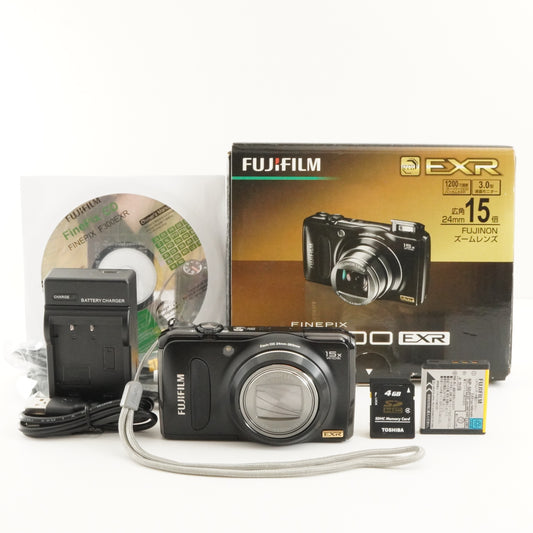 FUJIFILM FinePix F300 EXR Black In Box + 4GB SDHC Card from Japan #9257