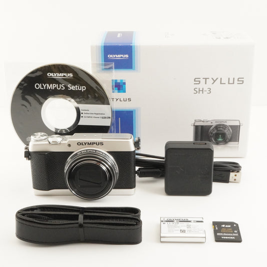 OLYMPUS STYLUS SH-3 Silver In Box +4GB SDHC Card Digital Camera from Japan #9261