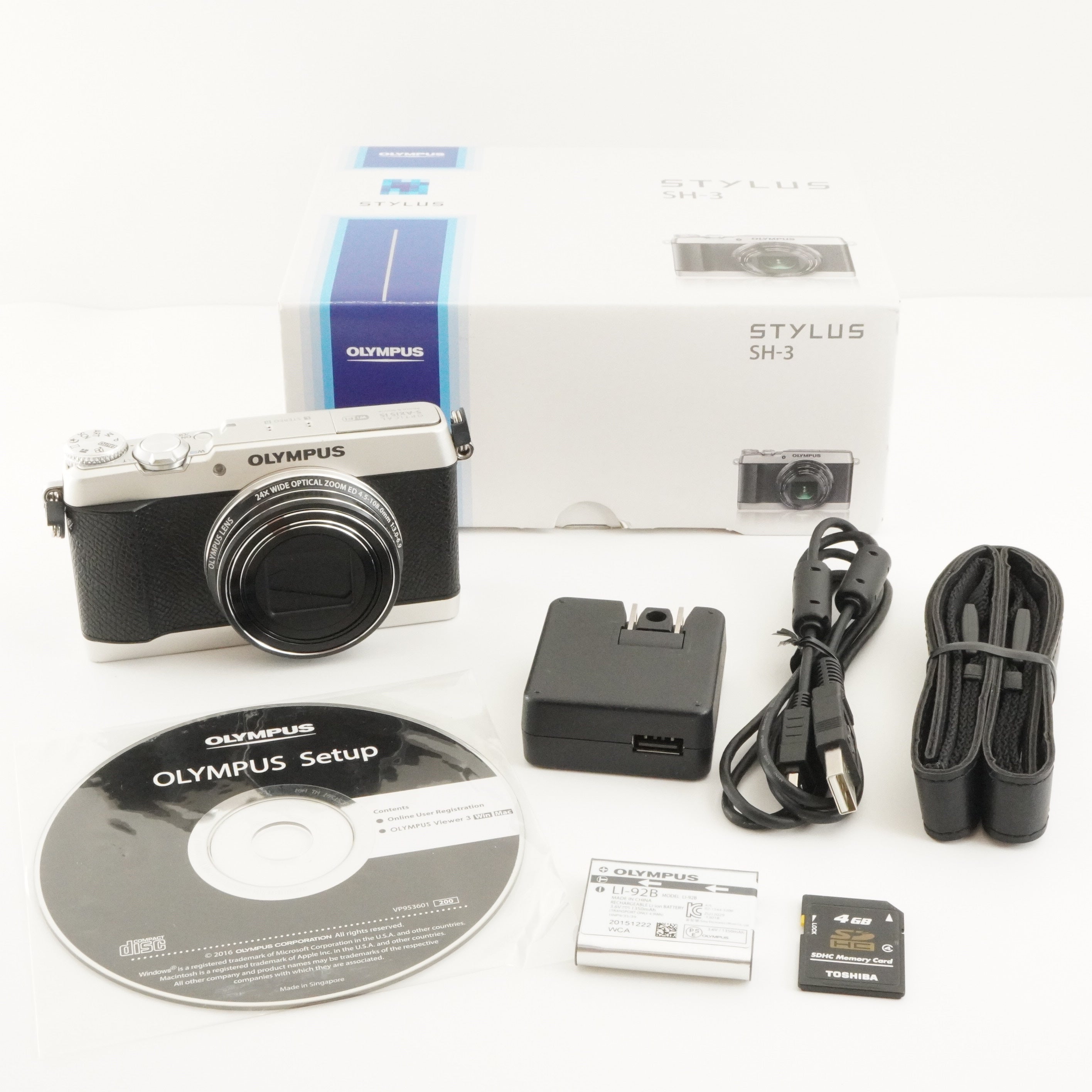 OLYMPUS STYLUS SH-3 Silver In Box +4GB SDHC Card Digital Camera