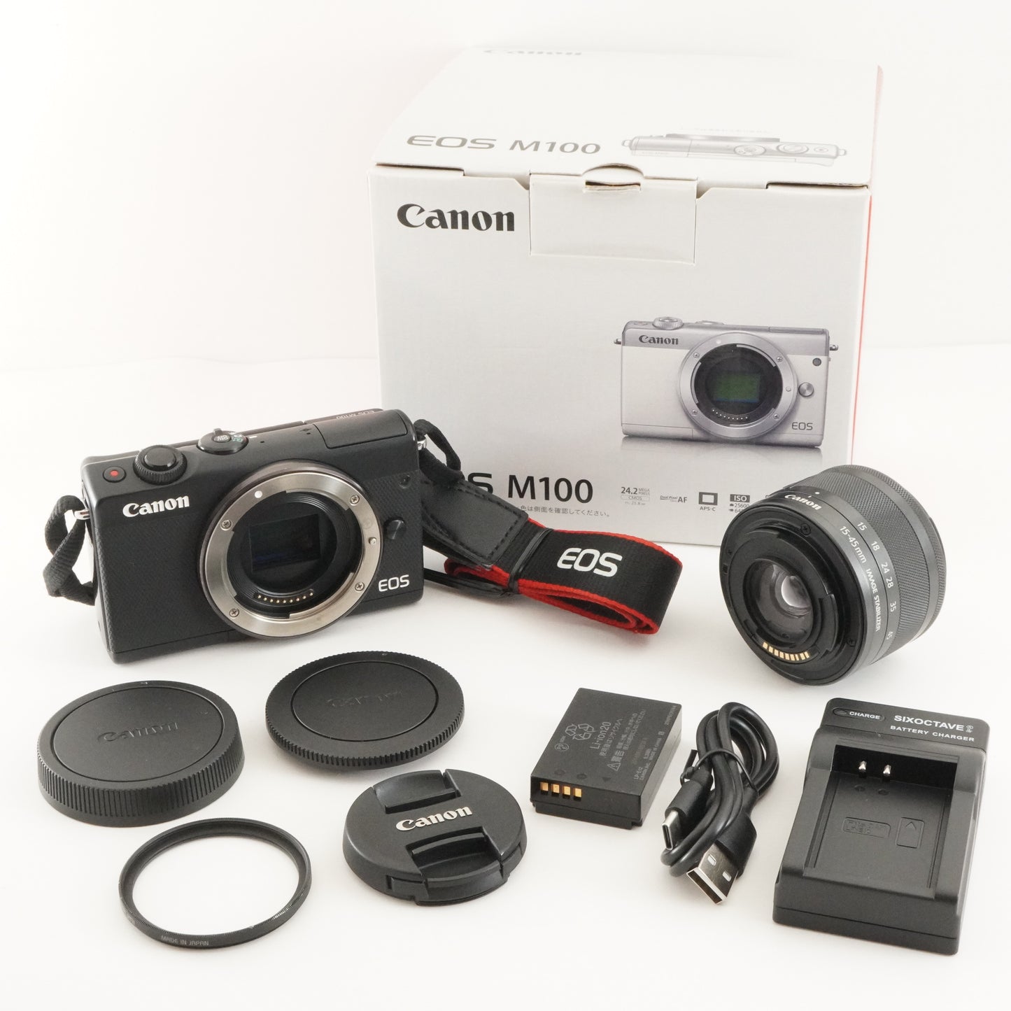 Canon EOS M100 Black In Box + EF-M 15-45mm F3.5-6.3 IS STM from Japan #9475