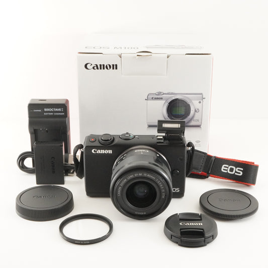 Canon EOS M100 Black In Box + EF-M 15-45mm F3.5-6.3 IS STM from Japan #9475