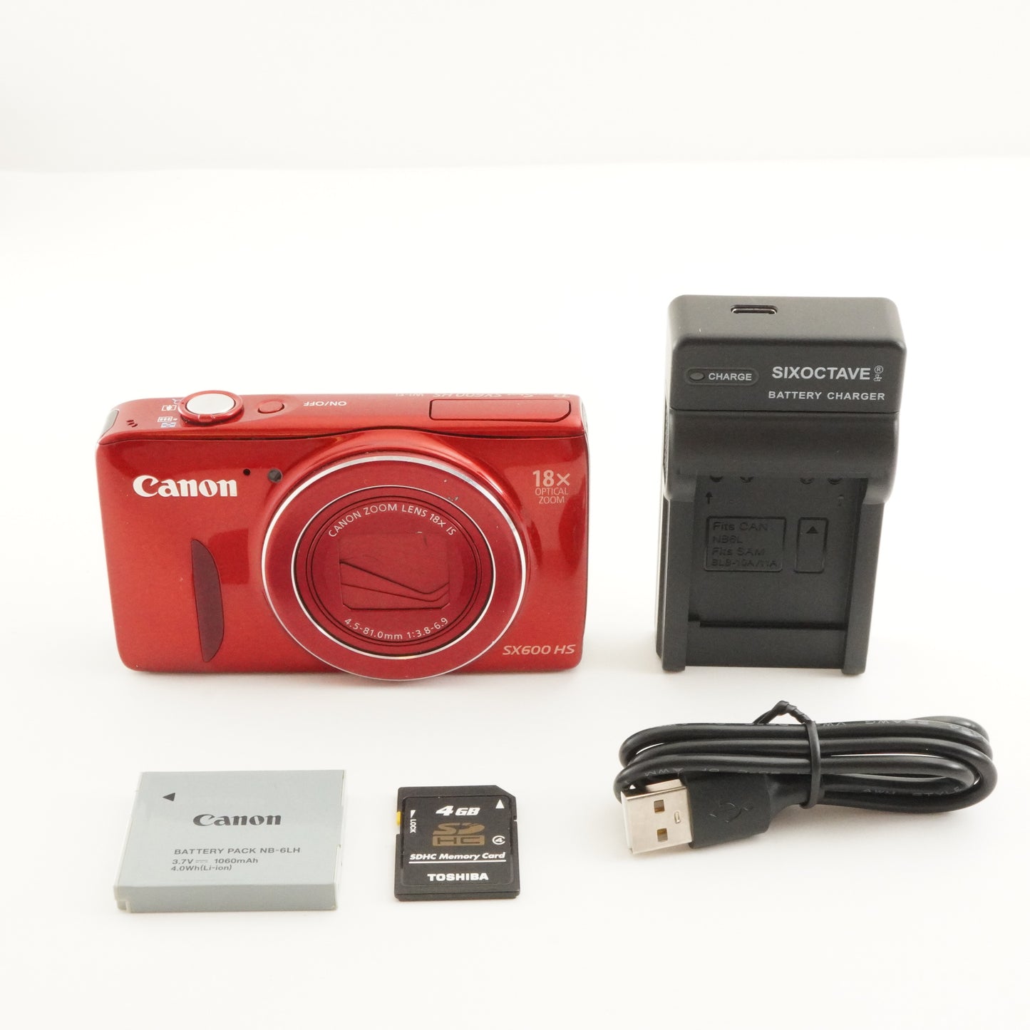 Canon PowerShot SX600 HS Red + 4GB SDHC Card Digital Camera from Japan #9535