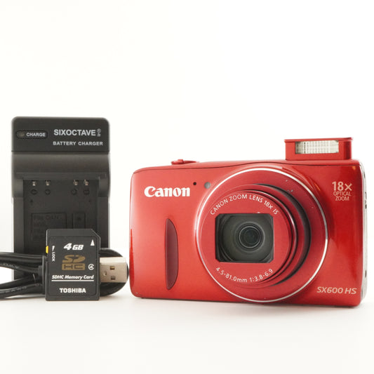 Canon PowerShot SX600 HS Red + 4GB SDHC Card Digital Camera from Japan #9535