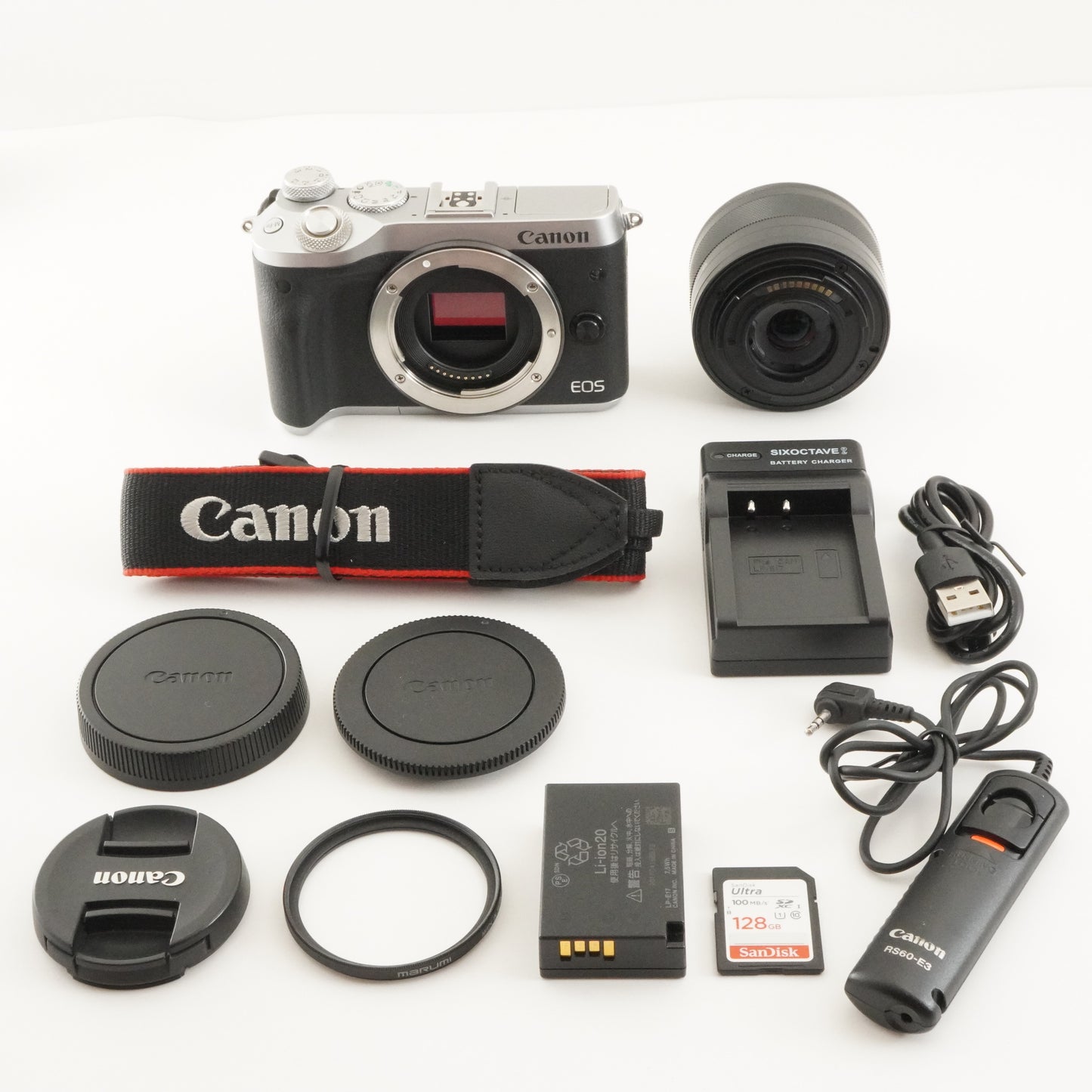 Canon EOS M6 Silver + EF-M 15-45mm IS STM +RS60-E3 +128GB Card from Japan #9756