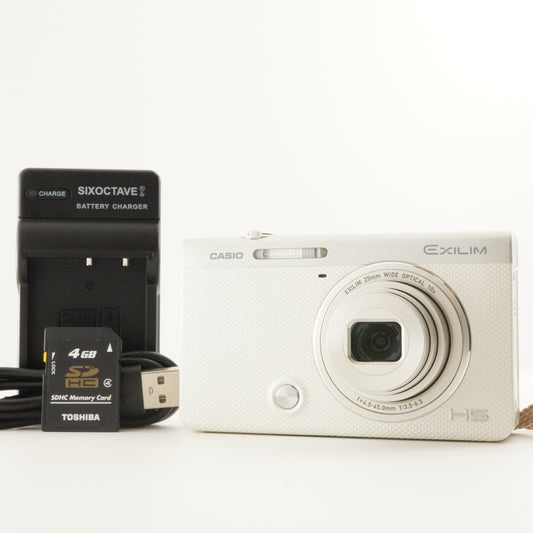 CASIO EXILIM EX-ZR60 White + 4GB SDHC Card Digital Camera from Japan #9758