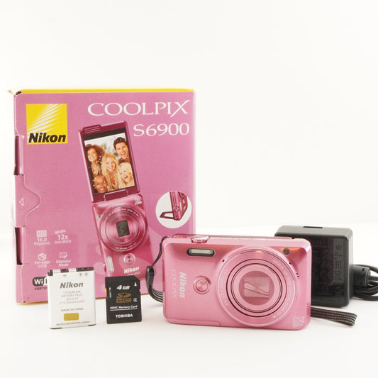 Nikon COOLPIX S6900 Pink In Box + 4GB SDHC Card Digital Camera from Japan #9764