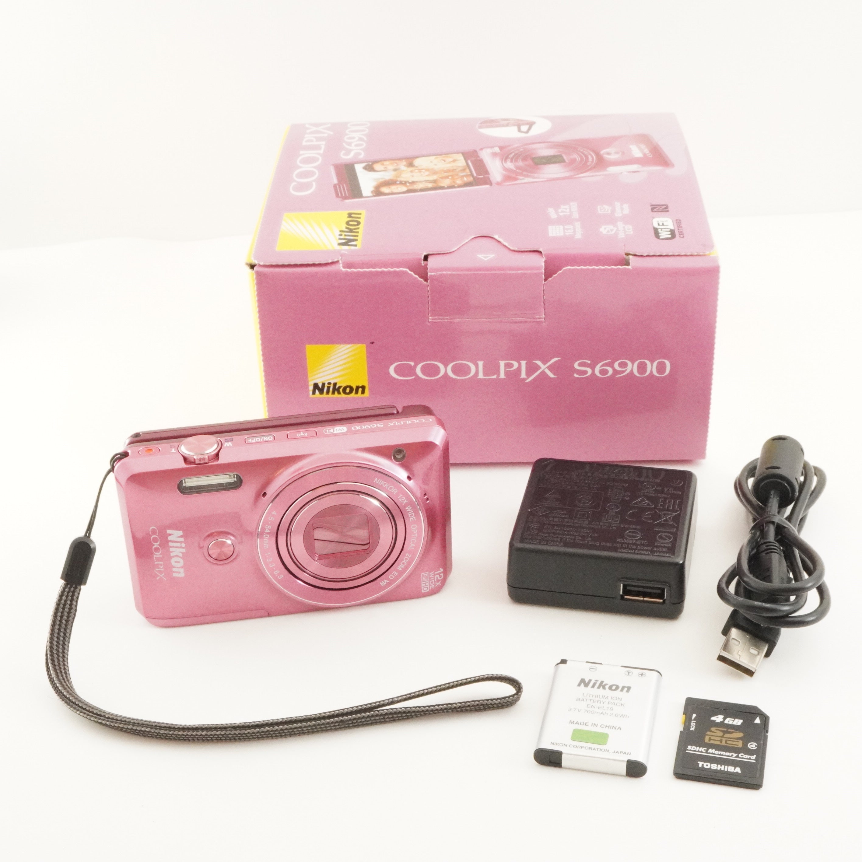 Nikon COOLPIX S6900 Pink In Box + 4GB SDHC Card Digital Camera
