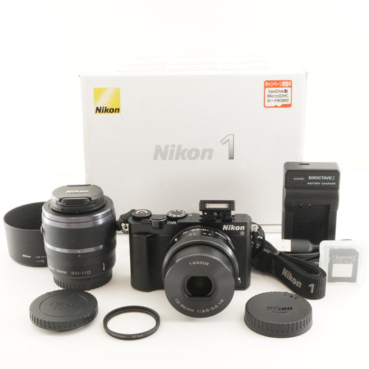 [Only 145 Shots] Nikon 1 J5 Black +10-30+30-110 In Box +8GBCard from Japan #9779