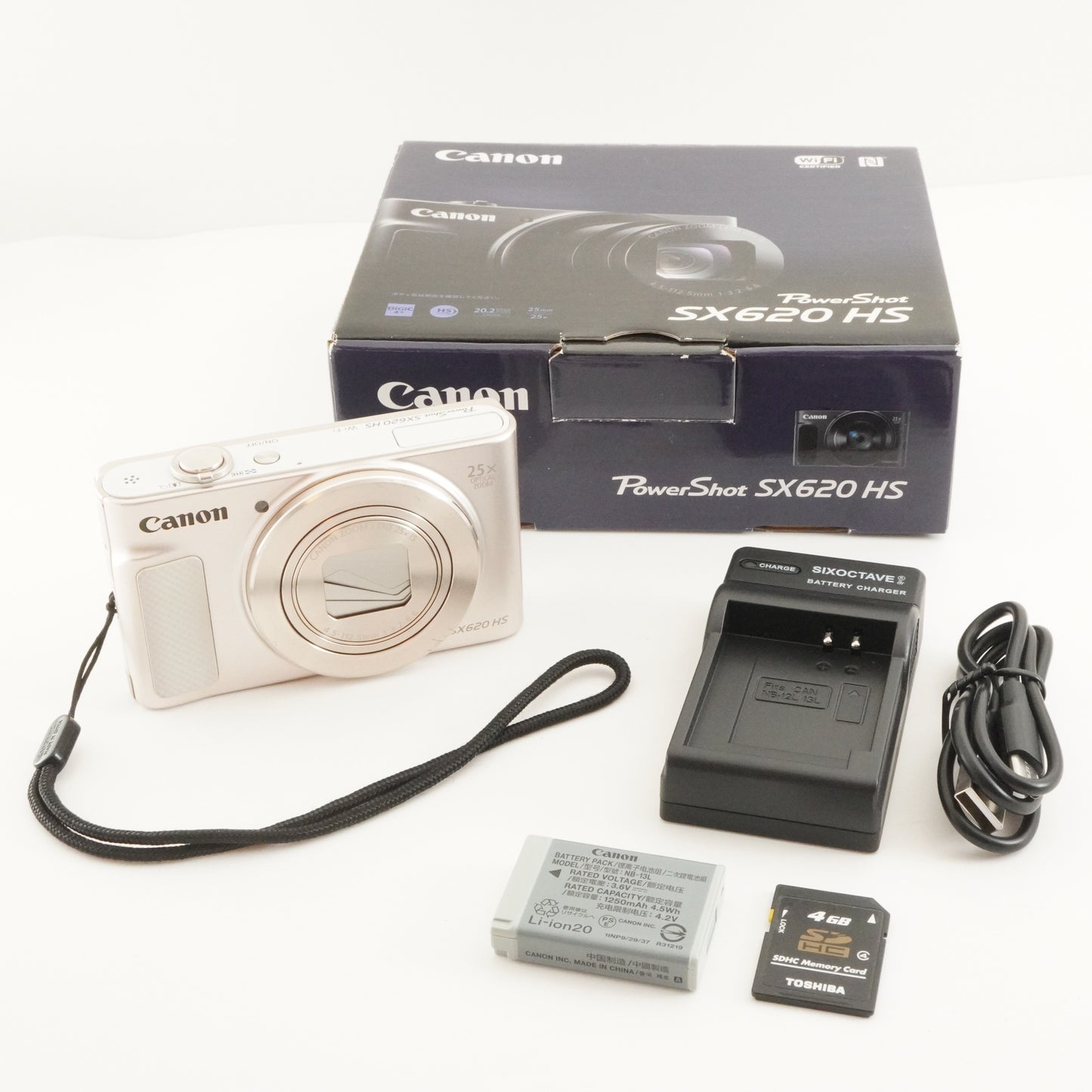 Canon PowerShot SX620 HS White In Box + 4GB SDHC Card from Japan #9785