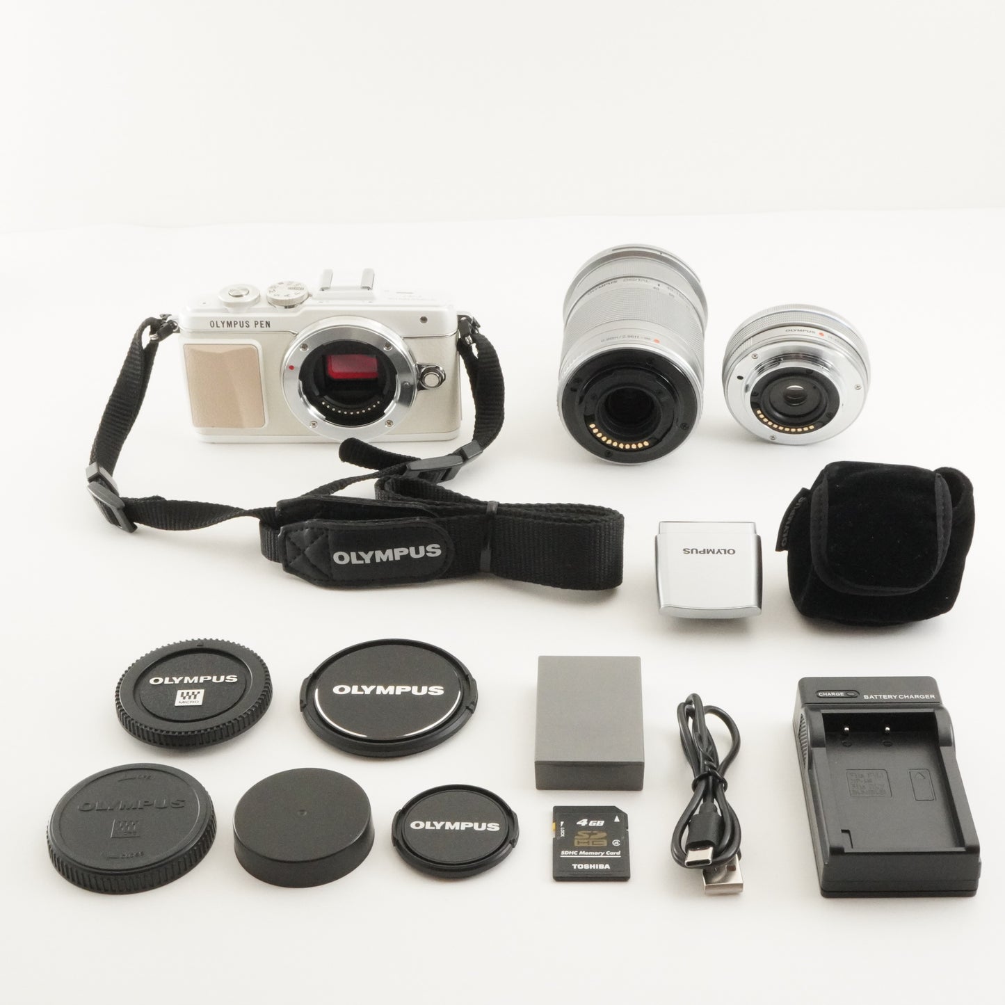 [1,255 Shots] OLYMPUS PEN E-PL7 White +14-42 EZ +40-150 +4GBSD from Japan #9789