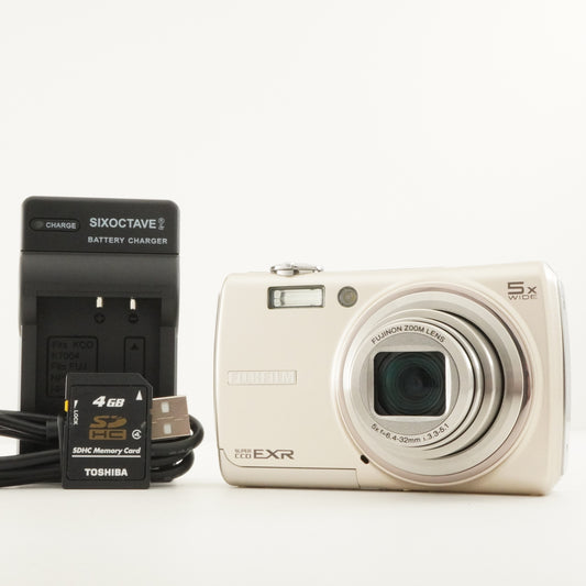 FUJIFILM FinePix F200 EXR Silver + 4GB SDHC Card Digital Camera from Japan #9848