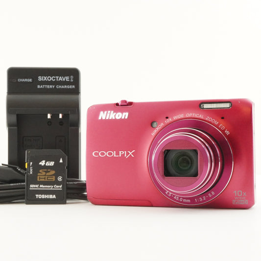 Nikon COOLPIX S6300 Pink With 4GB SDHC Card Digital Camera from Japan #9899