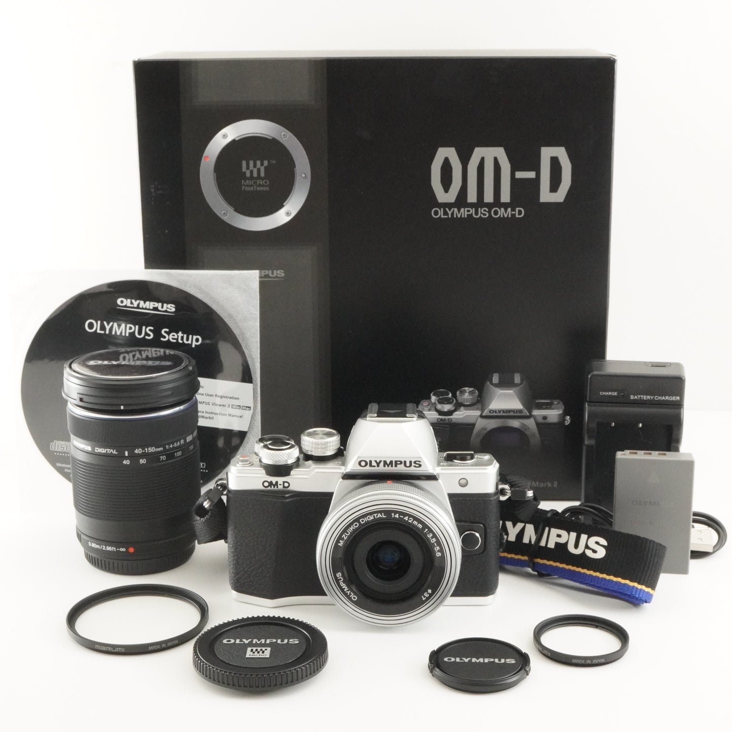 1,076 Shots / OLYMPUS OM-D E-M10 II Silver +14-42+40-150 In Box from Japan #9909