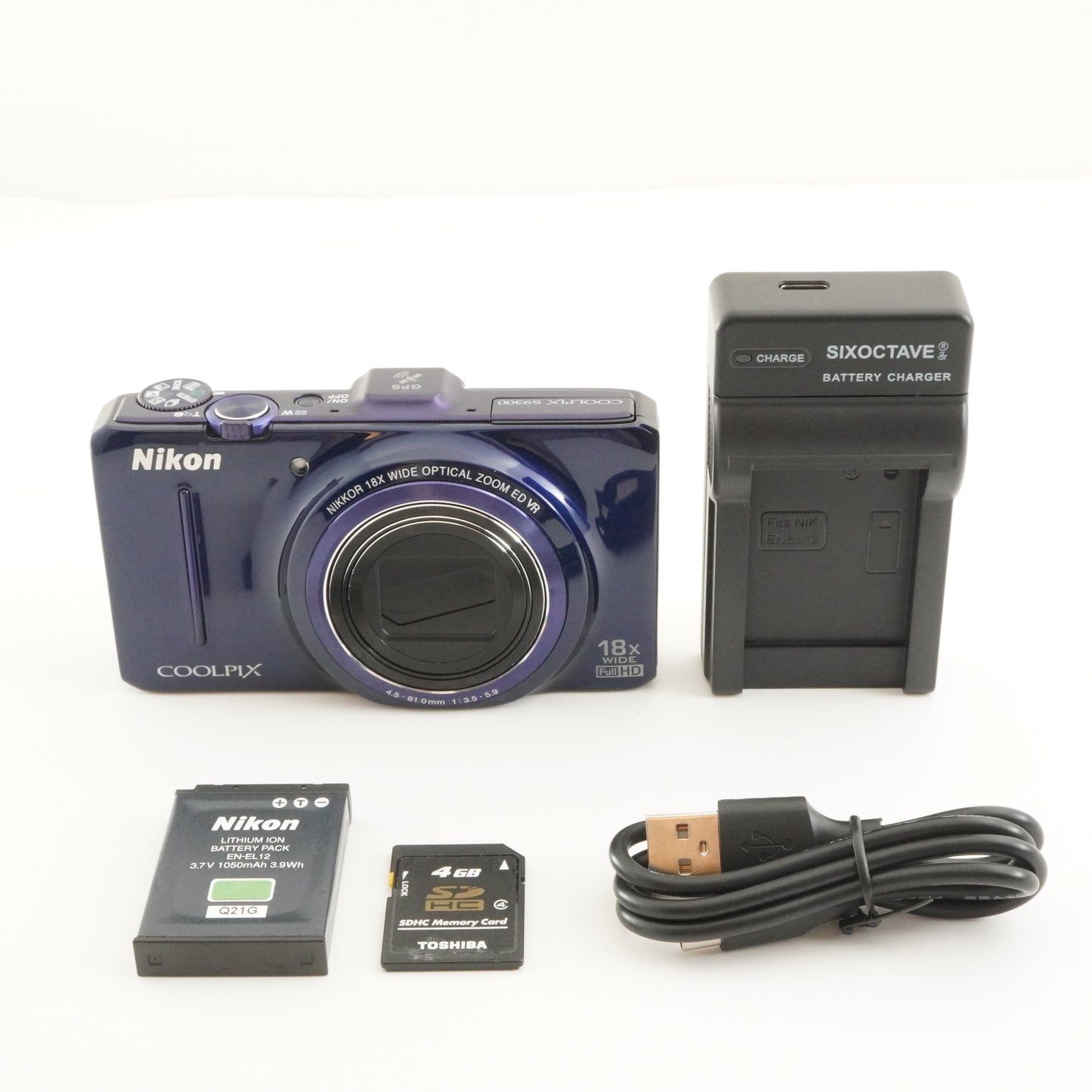 Nikon COOLPIX S9300 Blue With 4GB SDHC Card Digital Camera from Japan #9913