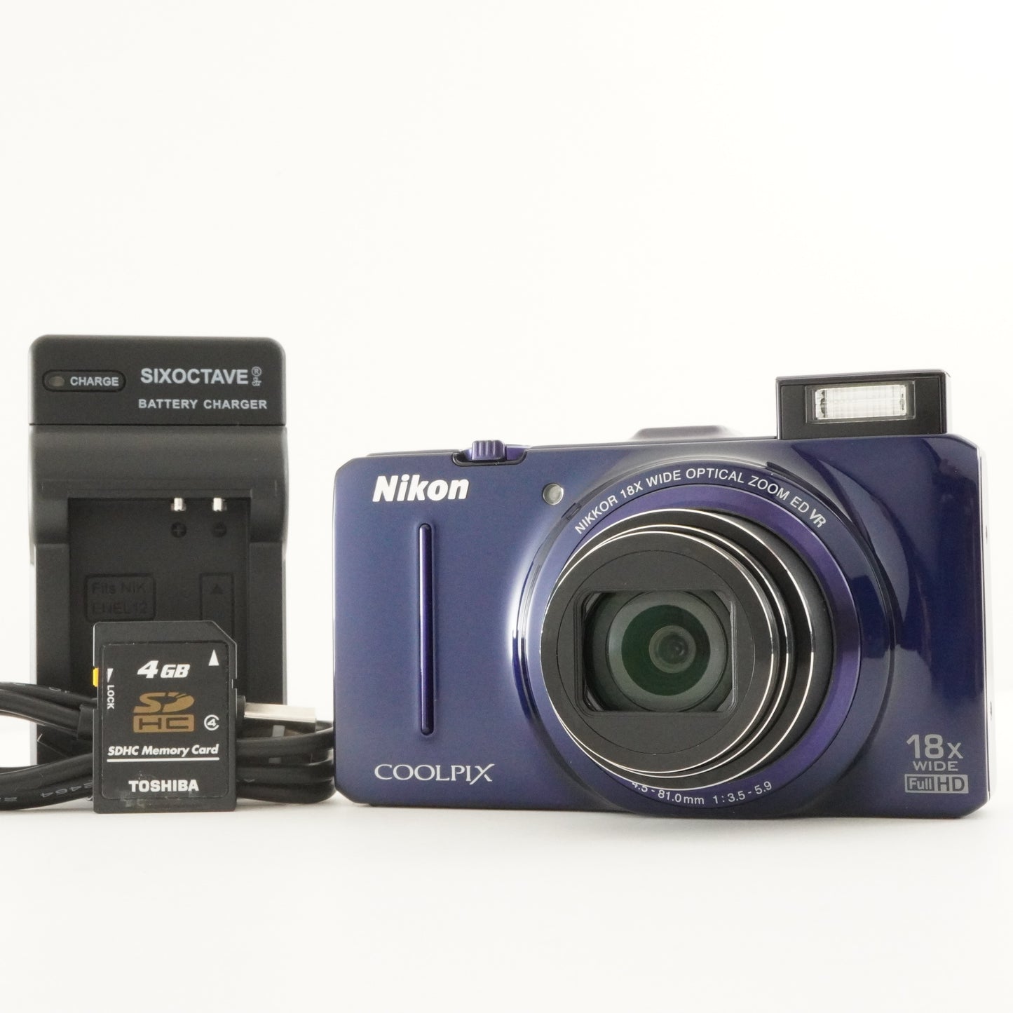 Nikon COOLPIX S9300 Blue With 4GB SDHC Card Digital Camera from Japan #9913