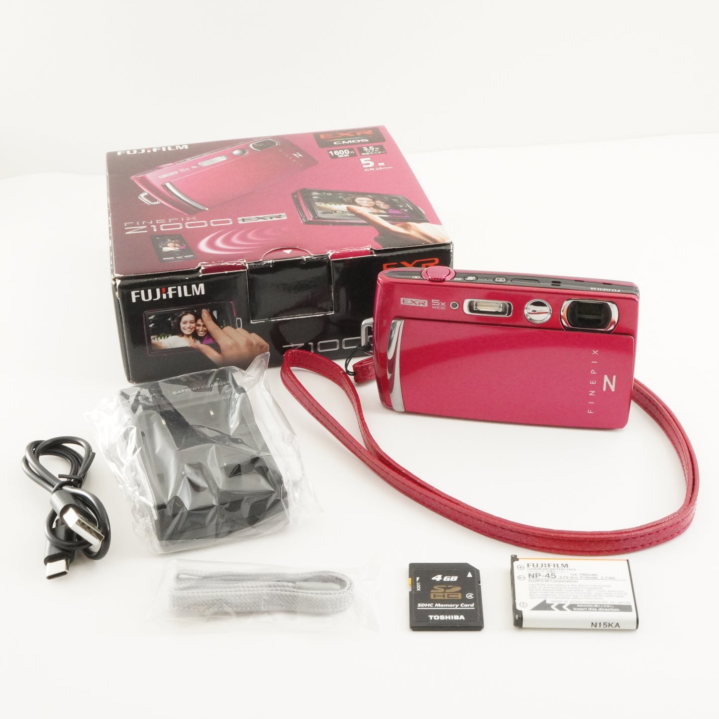 FUJIFILM FinePix Z1000 EXR Pink + 4GB SDHC Card Digital Camera from Japan #8561