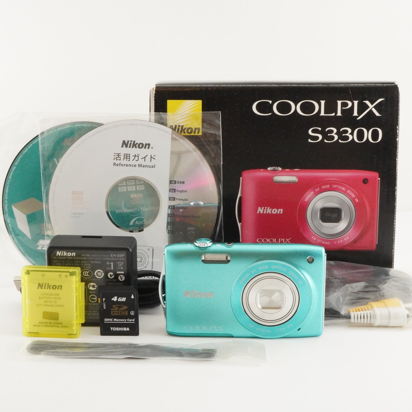 Nikon COOLPIX S3300 Green In Box + 4GB SDHC Card Digital Camera from Japan #3786